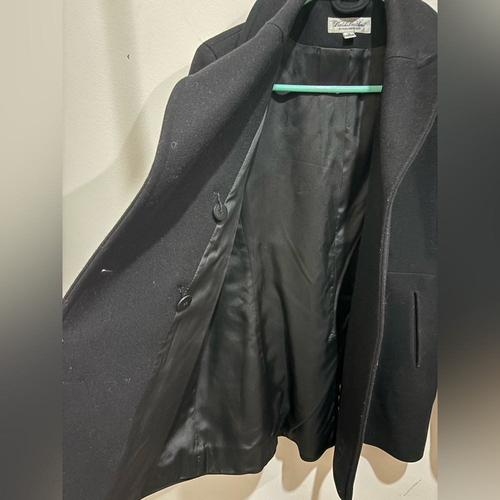 ✨True Vintage✨ 90s Brooks Brothers Black Peacoat Double-Breasted Wool - Picture 8 of 11